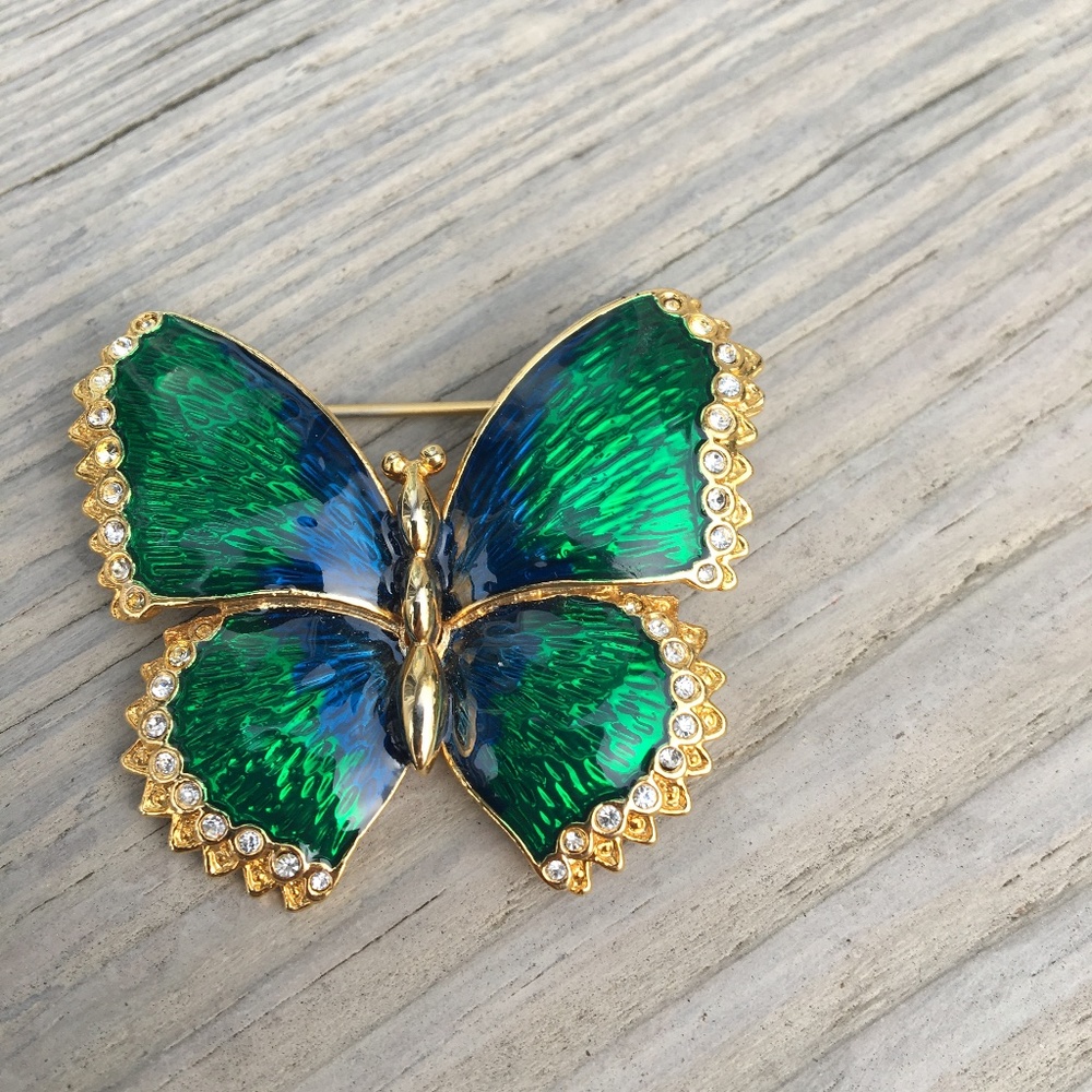 Butterfly, vintage brooch with enamel.
